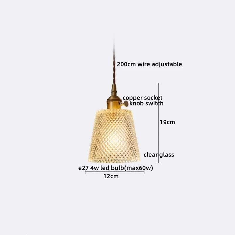 Nordic Glass Pendant Light with Copper Fixture