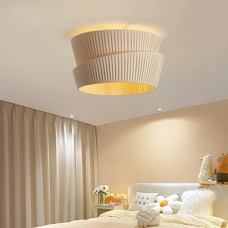 Nordic Minimalist Iron Pendant Light with Fabric Shade