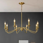 Retro Gold Candle Chandelier for Dining Room