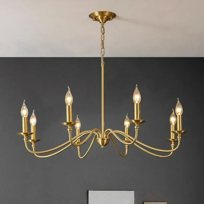 Retro Gold Crystal Chandelier - Dining Room Light