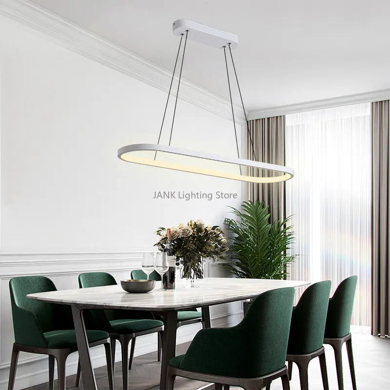 Minimalist LED Pendant Light Oval Strip Design