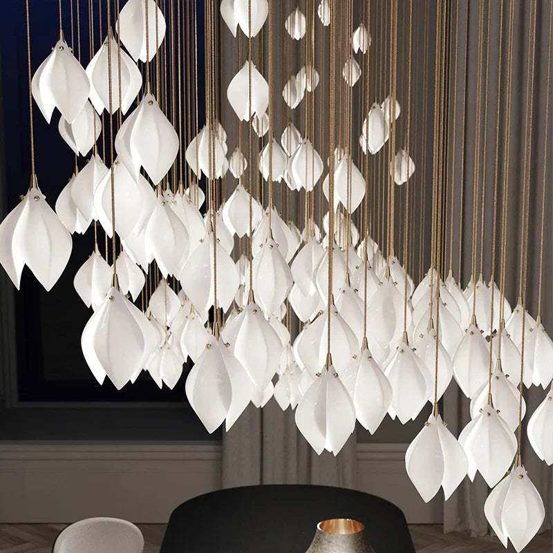 Nordic Ceramic Petal Pendant Light for Dining Room