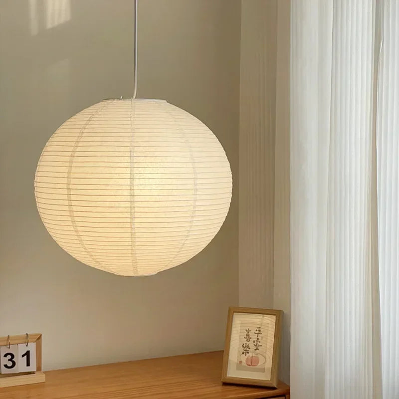 Minimalist Paper Ball Pendant Light for Bedroom