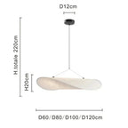 Modern Silk Sail Pendant Light in White for Living Room 40 to 120cm