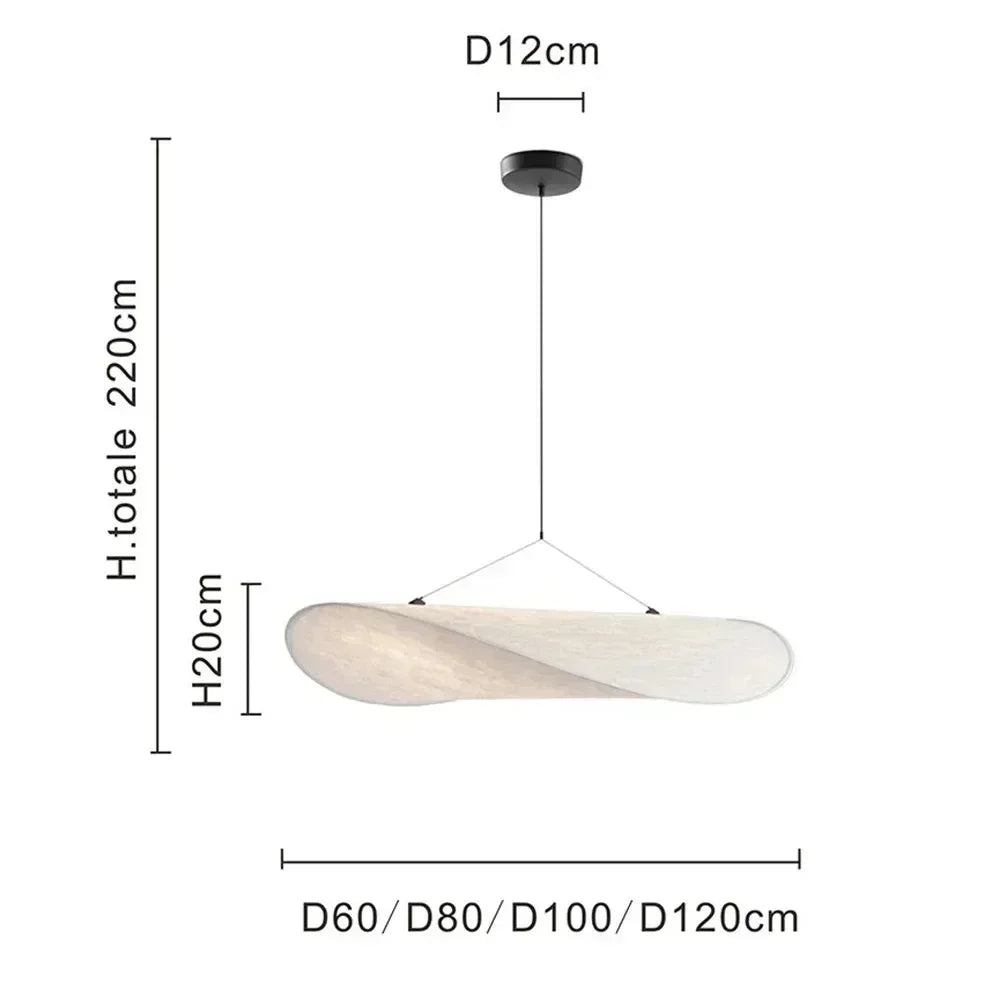 Modern Silk Sail Pendant Light in White for Living Room 40 to 120cm