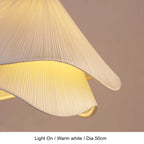 Art Deco Sheer Petal Fabric Pendant Light in White for Living Room