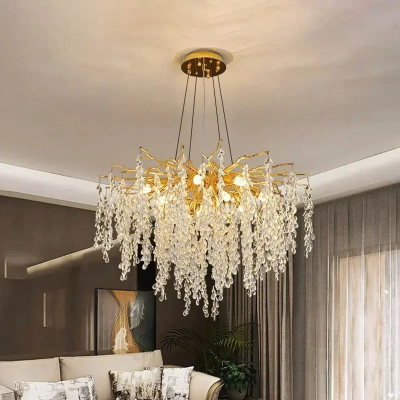 Branch-Shaped Modern Crystal LED Chandelier Pendant Light