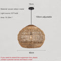 Bohemian Rattan Woven Pendant Light for Dining Room