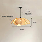 Retro Rural Hand-woven Natural Rattan Petal Chandelier Japanese-Southeast Asian Dining Room Bedroom Chandelier Artistic Atmosp