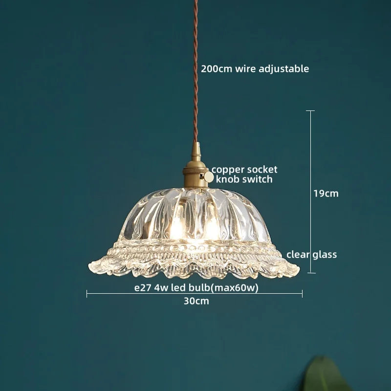 Nordic Glass Pendant Light with Copper Fixture