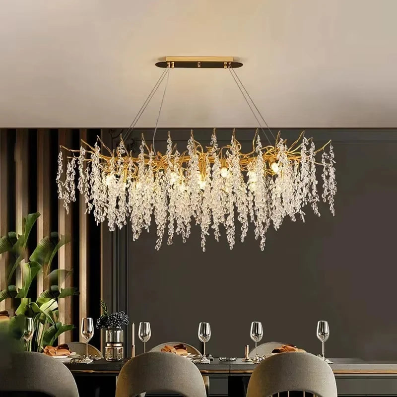Branch-Shaped Modern Crystal LED Chandelier Pendant Light
