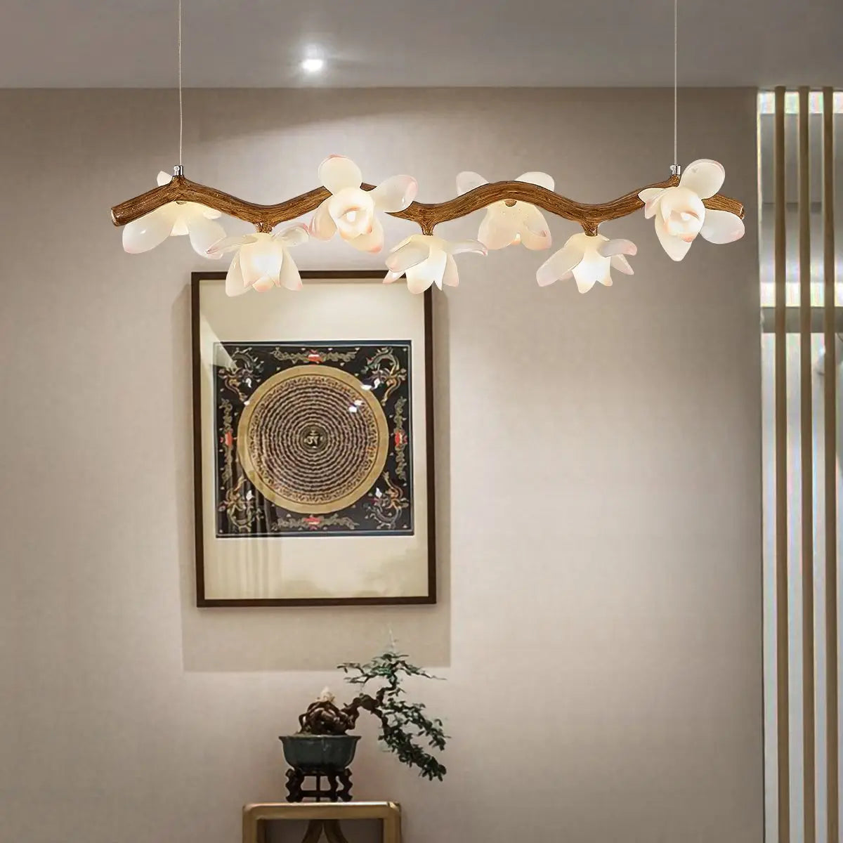 Modern Tree Branch Iron Chandelier with LED Lotus