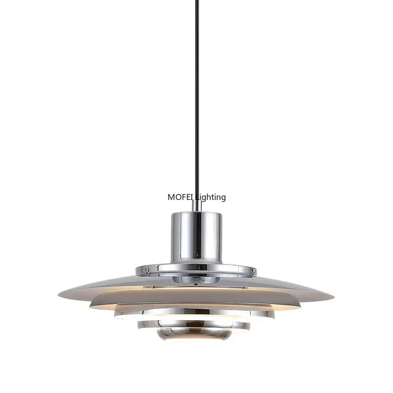 Minimalist Iron Pendant Light with Chrome Accent