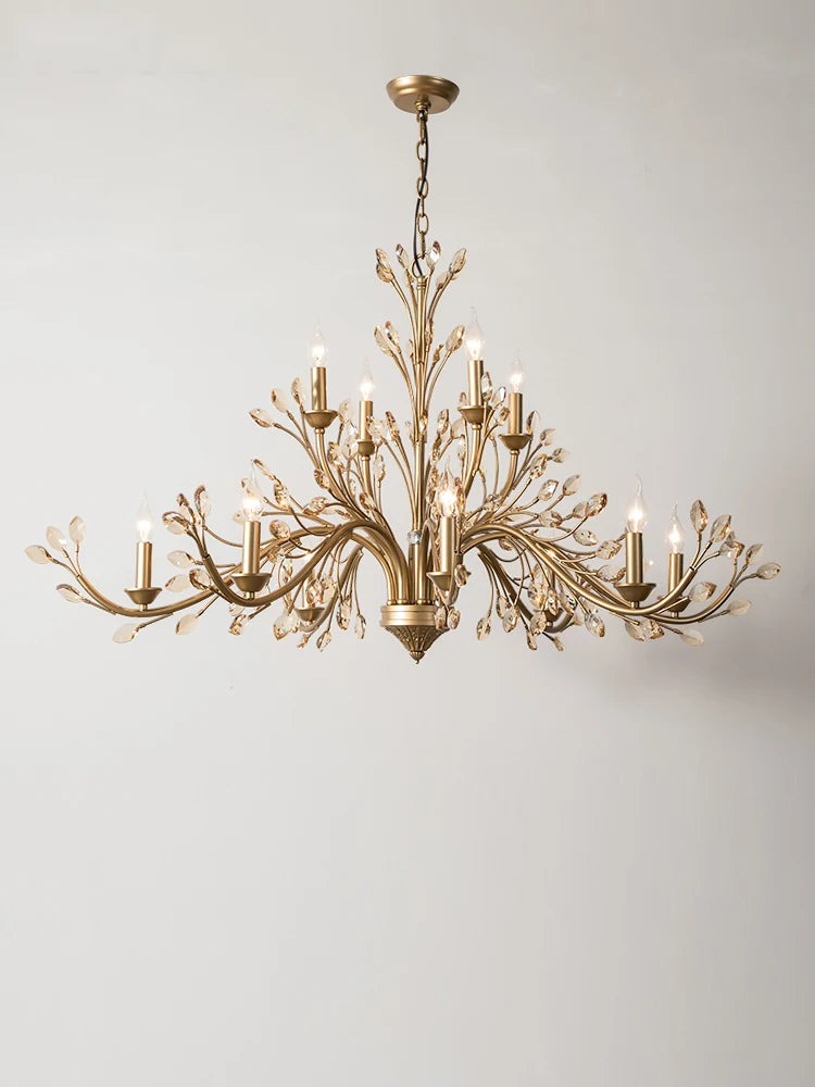 Vintage Iron Chandelier with Crystal Accents