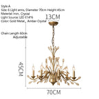 Vintage Iron Chandelier with Crystal Accents