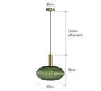 Nordic Modern Ribbed Glass Pendant Light Green/Grey/Amber Glass Hanging Lamp for Kitchen Island Dining Room Home Decor E27
