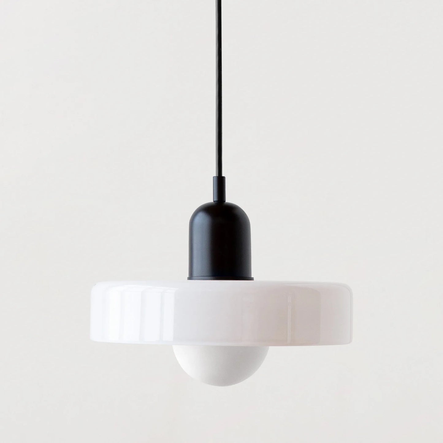 Nordic Glass Pendant Light with Colored Metal Shade