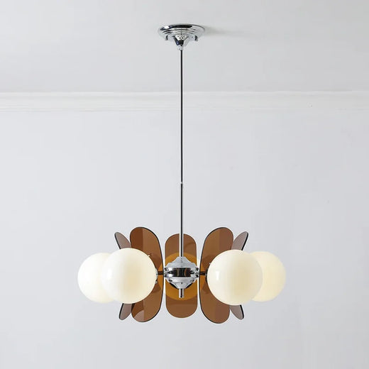 Retro Glass Pendant Light with Amber Accents