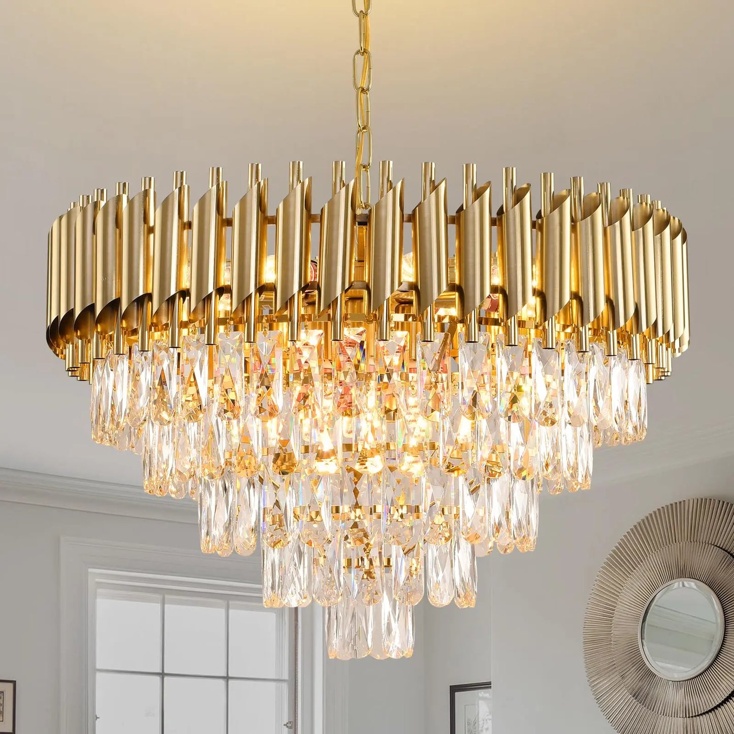 Modern Stainless Steel Circular Chandelier
