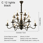 Gold Iron Candle Chandelier Pendant Light