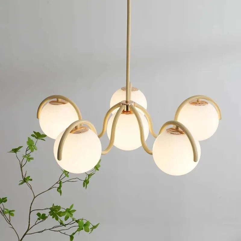Nordic Glass Pendant Light with Iron Frame