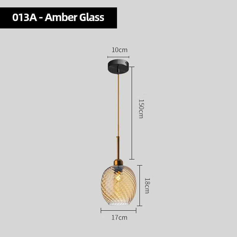 Modern Swirl Glass Pendant Light in Smoked Gray and Amber for Kitchen Island