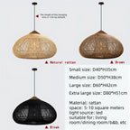 Wabi Sabi Rattan and Wood Pendant Light Hand Woven for Kitchen Island