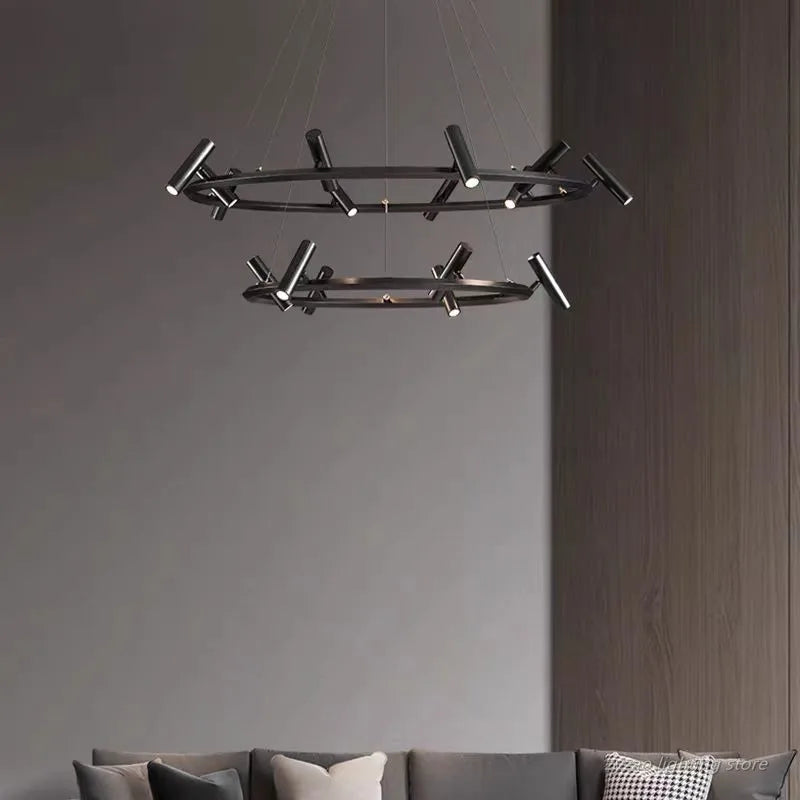Minimalist Iron Pendant Light with Adjustable Spots