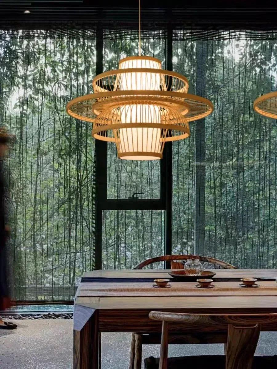Bohemian Rattan Pendant Light for Bedroom