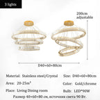 Luxury Crystal Ring Ceiling Pendant Chandelier Lights Dining Table Light Żyrandol Modern Chandeliers for Living Room Home Decor