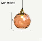 Nordic Dimpled Glass Ball Pendant Light in Jewel Colors for Kitchen