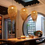 Retro Rattan Pendant Light for Kitchen & Dining