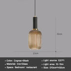 Vintage Striped Glass Pendant Light in Green Gray and Amber for Kitchen Island