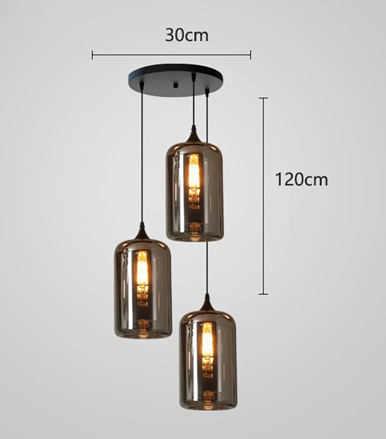 Nordic Smoke Glass Pendant Light for Dining Room
