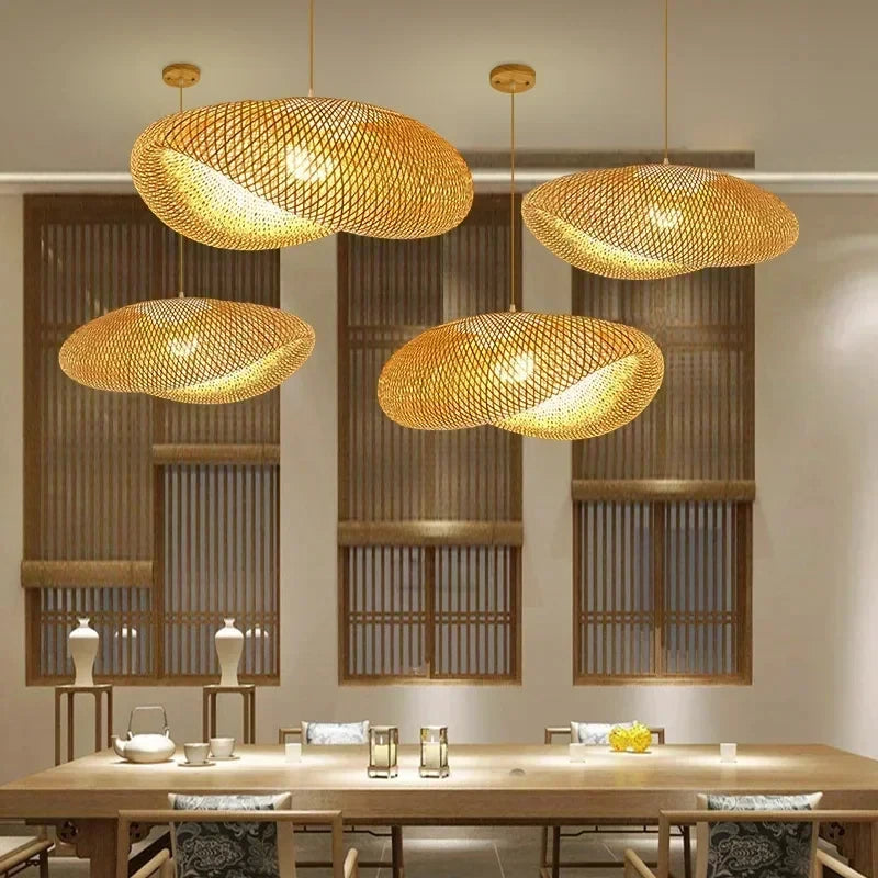 Bamboo Rattan Woven Pendant Light Chandelier