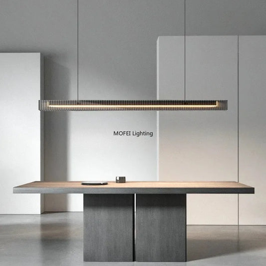 Minimalist Linear Pendant Light with Metal Finish