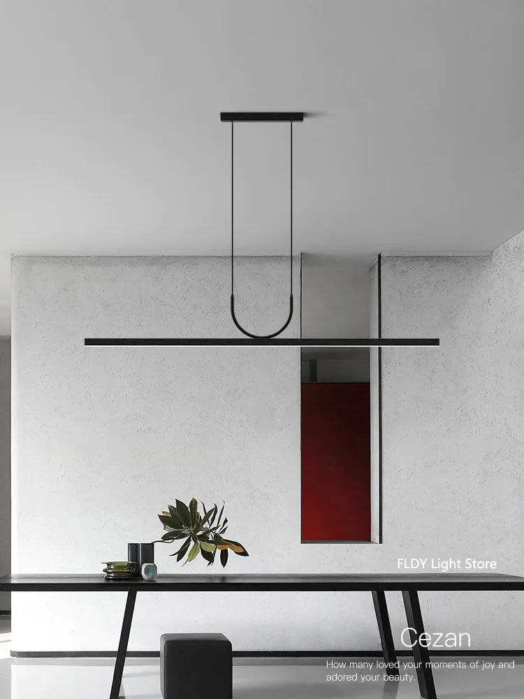 Minimalist Iron Pendant Light - Linear Hanging Lamp
