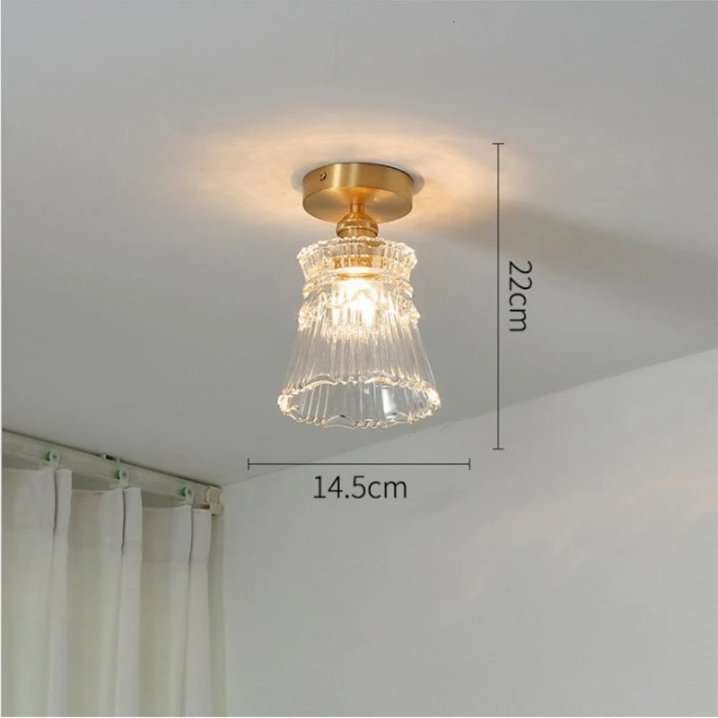 Nordic Glass Pendant Light with Brass Fixture