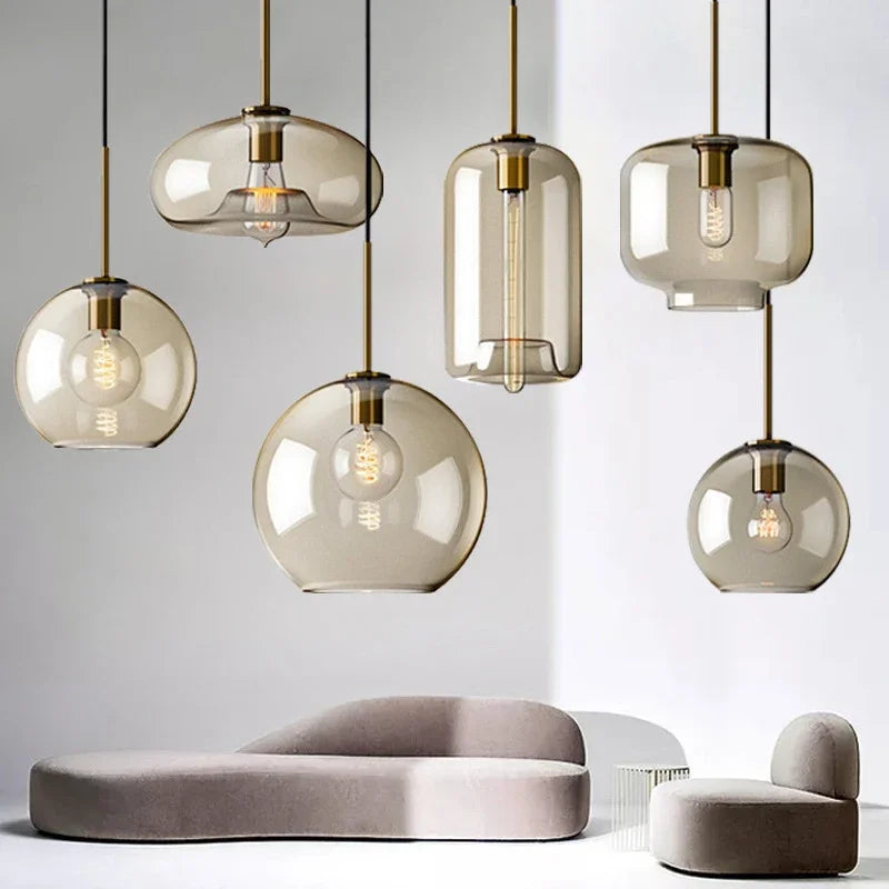 Lámpara colgante de cristal nórdica para comedor
