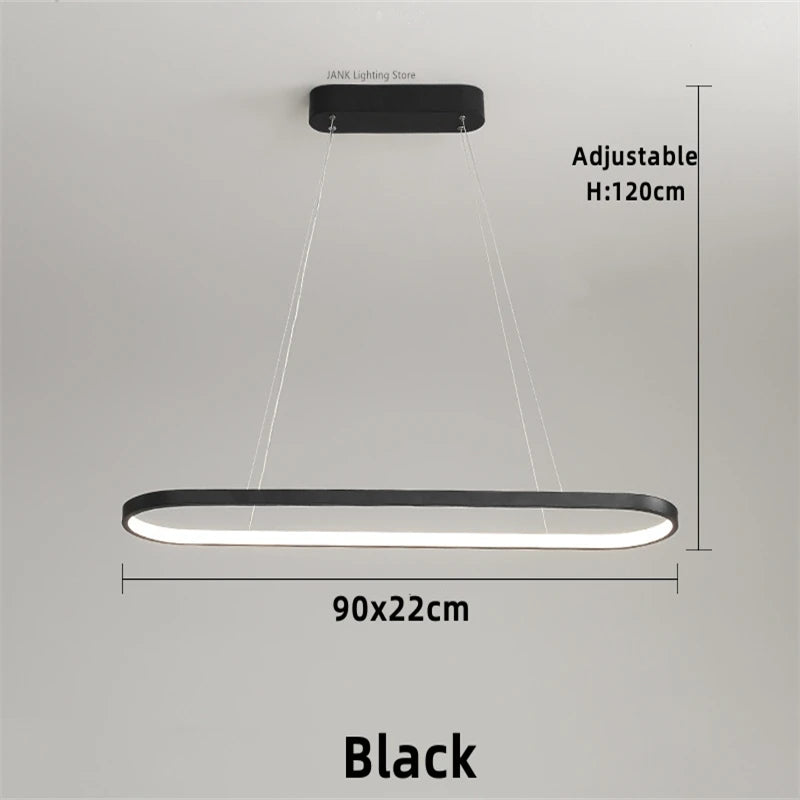 Lámpara colgante LED minimalista con diseño de tira ovalada