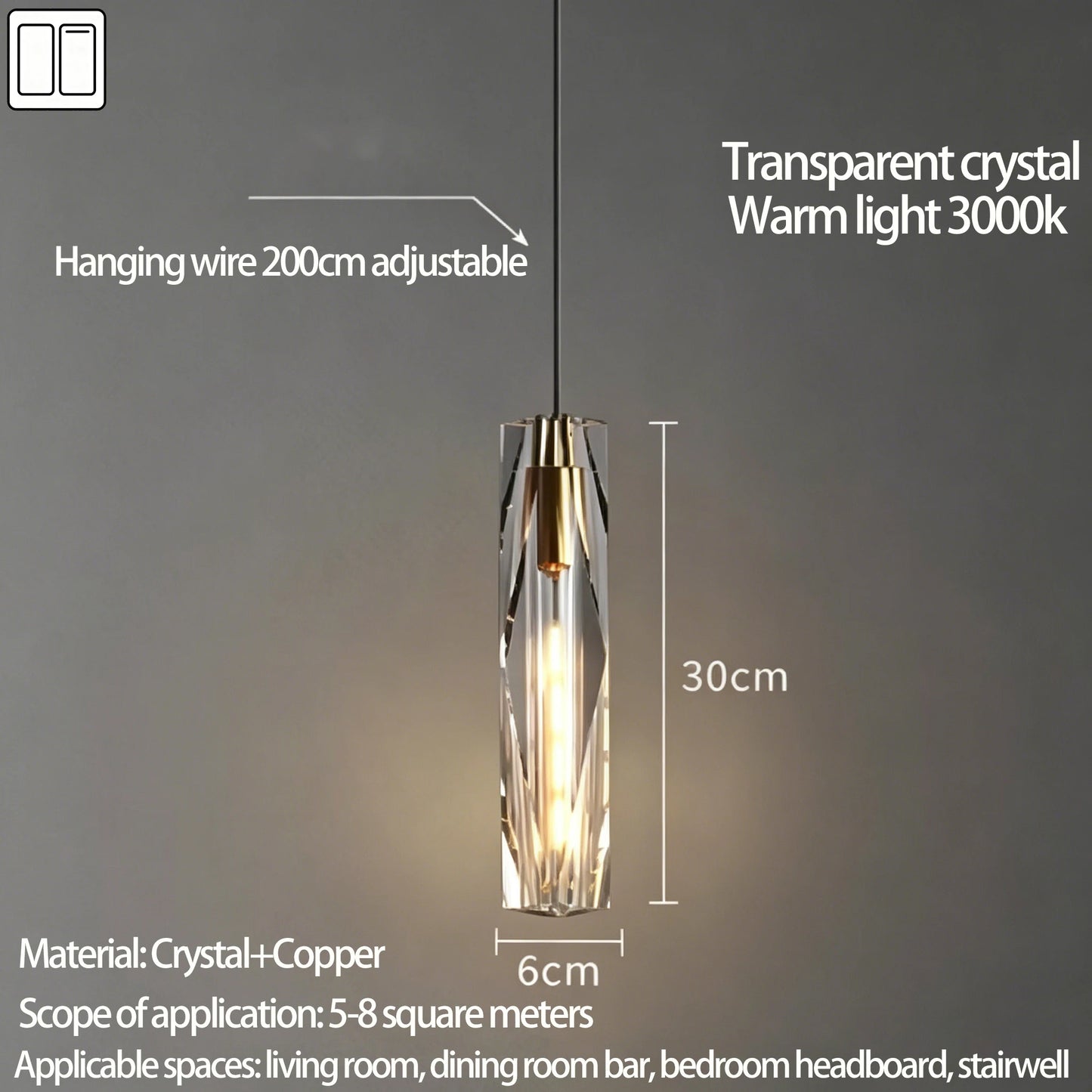 Luxury Crystal Glass Pendant Light for Dining Room