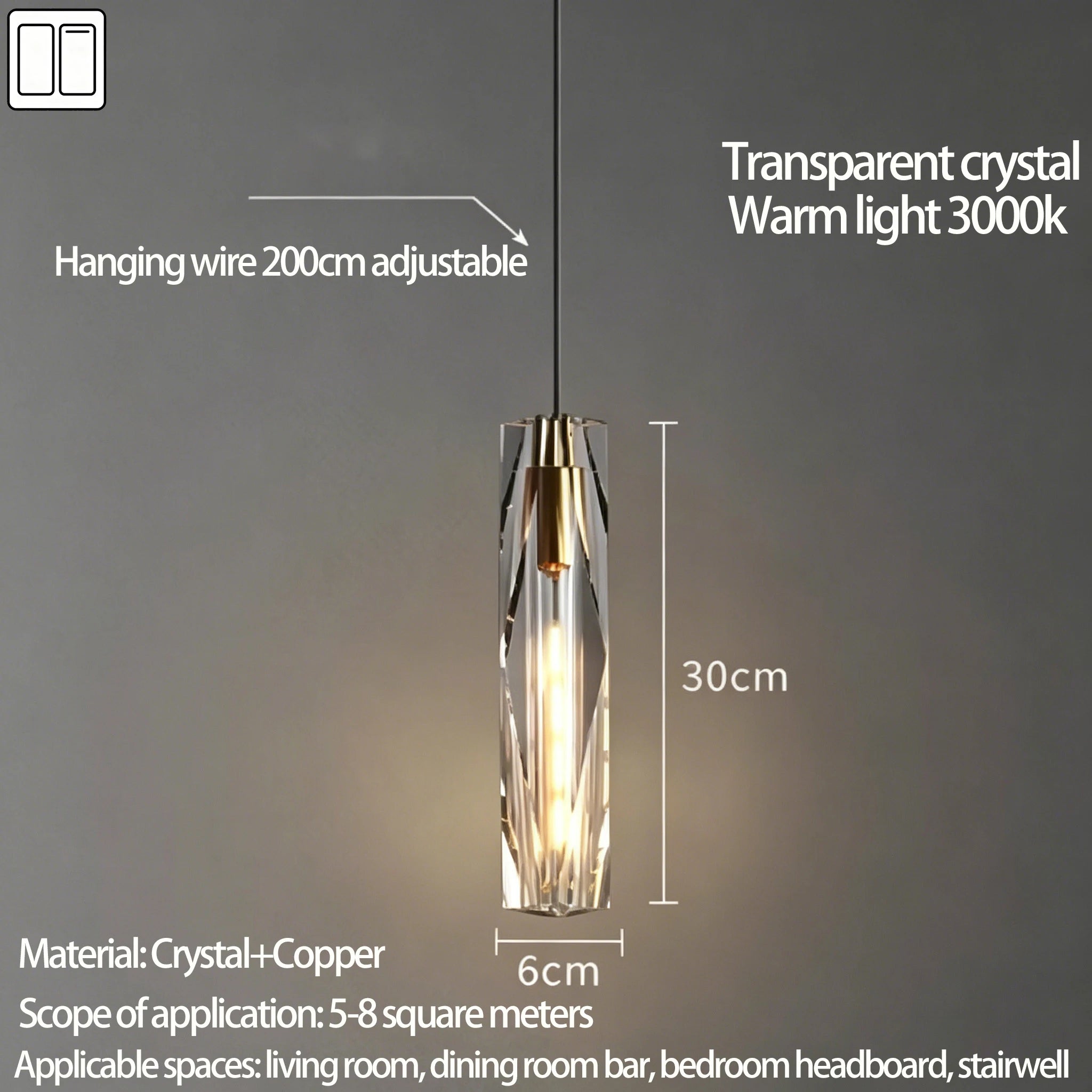 Luxury Crystal Glass Pendant Light for Dining Room