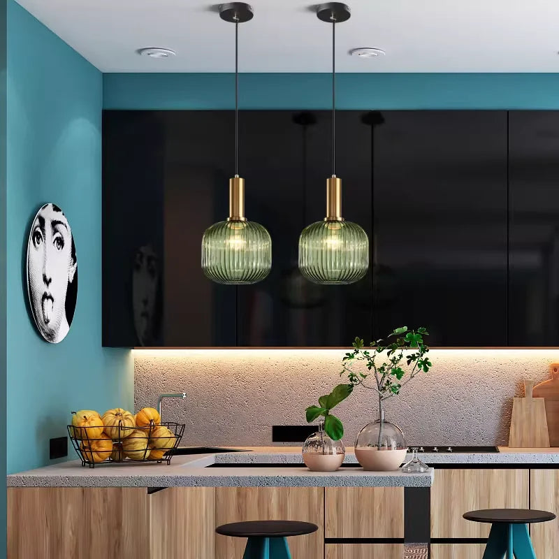 Nordic Glass Pendant Light with Copper Finish
