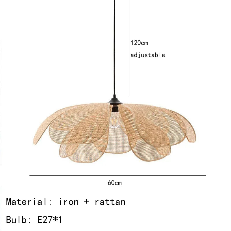 Modern Rattan Petal LED Pendant Lamp