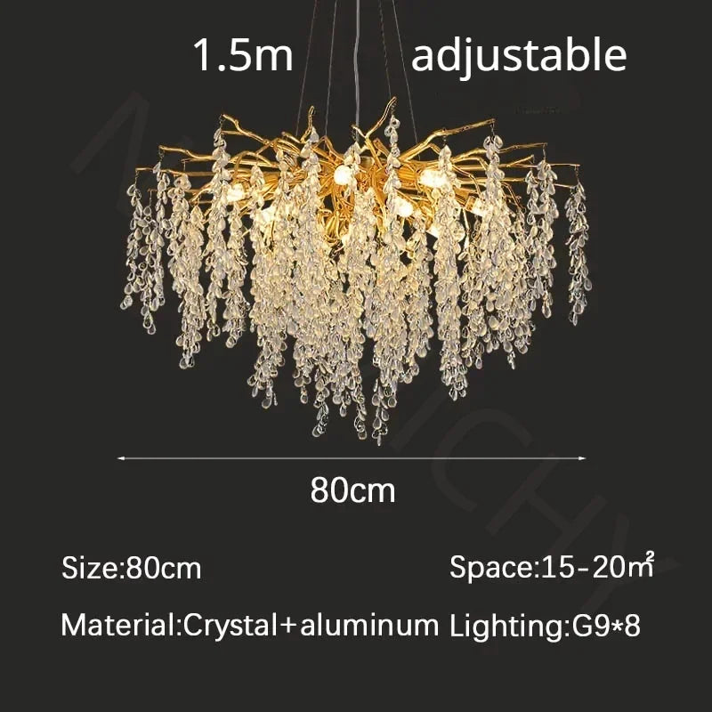 Branch-Shaped Modern Crystal LED Chandelier Pendant Light