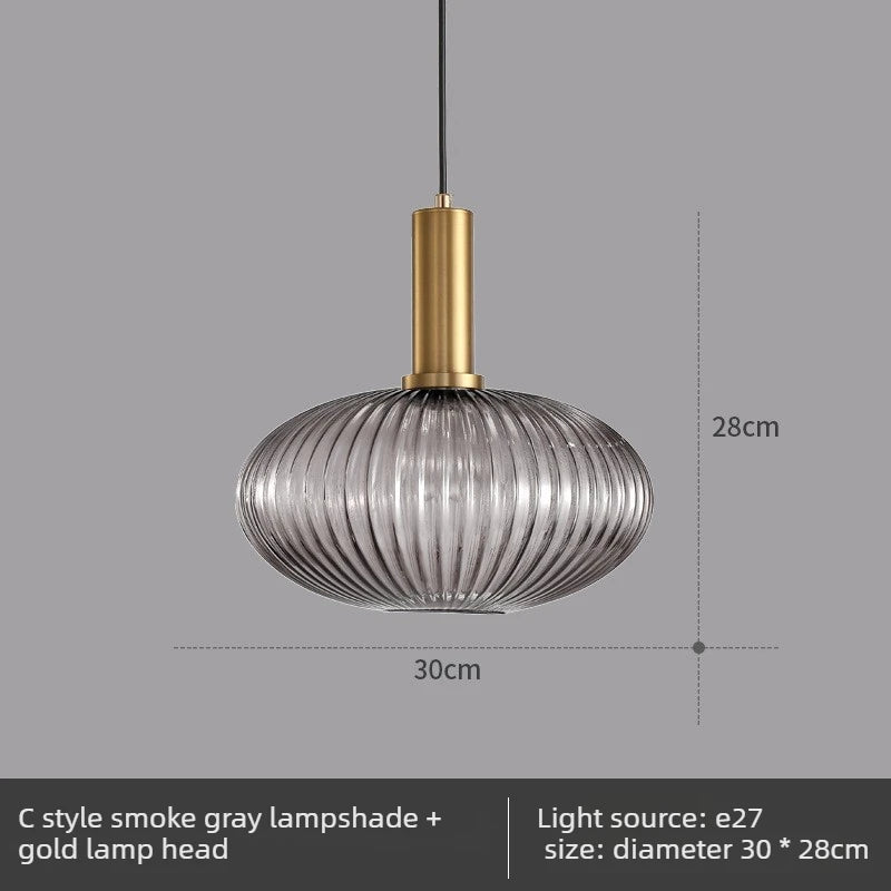 Lámpara colgante de cristal nórdico con acabado de cobre