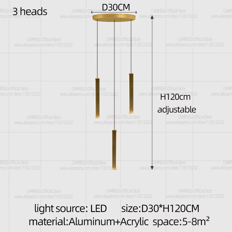 Minimalist Aluminum Pendant Light for Staircase