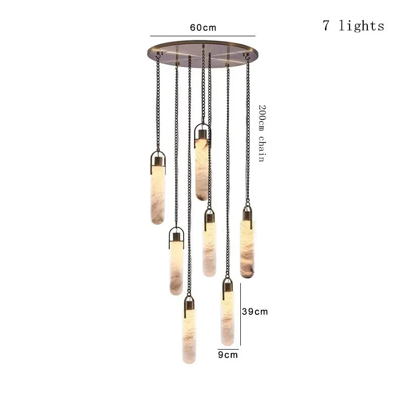 Nordic Marble Alabaster Pendant Light Multi-Drop