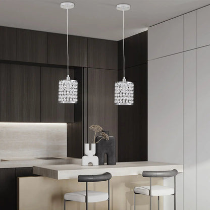 Crystal Pendant Light Modern Kitchen Island Lighting Adjustable White