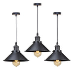 Retro Industrial Black Cone Pendant Light with Brass Fitting for Kitchen